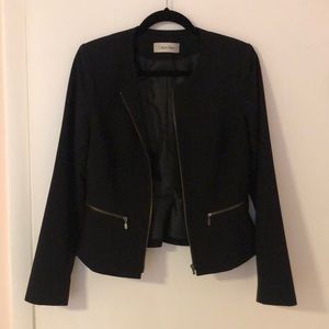 Calvin Klein black ruffled blazer